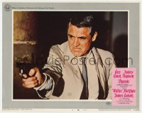 9b151 CHARADE LC #3 R1968 super close up of angry Cary Grant pointing gun, Stanley Donen!