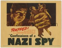 9b170 CONFESSIONS OF A NAZI SPY LC 1939 cool image of giant Edward G. Robinson grabbing tiny Nazis!