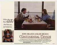9b171 CONTINENTAL DIVIDE LC #3 1981 great image of John Belushi & Blair Brown eating in skyscraper!