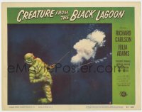 9b180 CREATURE FROM THE BLACK LAGOON LC #4 1954 cool image of monster shot underwater with harpoon!