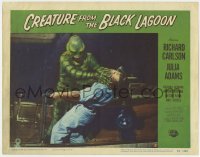 9b181 CREATURE FROM THE BLACK LAGOON LC #5 1954 best close up of monster attacking man on boat!