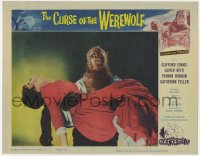 9b189 CURSE OF THE WEREWOLF LC #3 1961 best image of monster Oliver Reed carrying Yvonne Romain!
