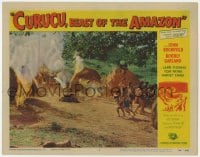 9b190 CURUCU, BEAST OF THE AMAZON LC #3 1956 Universal, natives flee fire destroying their village!