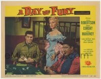 9b201 DAY OF FURY LC #6 1956 cowboy Dale Robertson might have the winning hand gambling at poker!