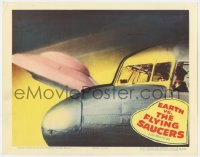 9b244 EARTH VS. THE FLYING SAUCERS LC 1956 sci-fi classic, cool image of UFO flying by airplane!
