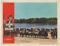 9b267 FISTFUL OF DOLLARS LC #7 1967 wagon train traveling alongside river, Sergio Leone classic!