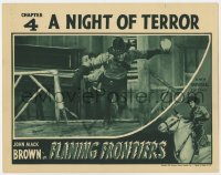 9b270 FLAMING FRONTIERS chapter 4 LC 1938 Johnny Mack Brown jumps from balcony, A Night of Terror!