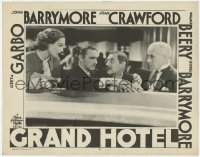 9b319 GRAND HOTEL LC #6 R1950s Joan Crawford, John Barrymore, Lionel Barrymore, Lewis Stone