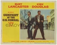 9b324 GUNFIGHT AT THE O.K. CORRAL LC #4 1957 Burt Lancaster & Kirk Douglas with guns drawn, Sturges