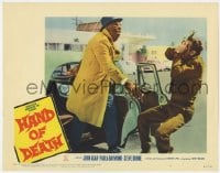 9b331 HAND OF DEATH LC #4 1962 great c/u of the cheesy monster emerging from car & knocking guy out