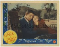 9b406 IT HAPPENED ONE NIGHT LC R1937 Clark Gable & Claudette Colbert in Frank Capra comedy classic!