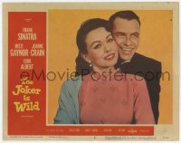 9b421 JOKER IS WILD LC #6 1957 best romantic portrait of Frank Sinatra & pretty Jeanne Crain!