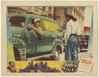 9b432 KANSAS CITY CONFIDENTIAL LC #2 1952 floral truck driver John Payne stopped by armed police!