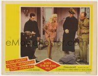 9b447 KISS THEM FOR ME LC #2 1957 Cary Grant & three men stare at sexy Jayne Mansfield's legs!