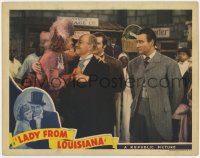 9b460 LADY FROM LOUISIANA LC 1941 John Wayne in suit and tie watches Ona Munson & Henry Stephenson!