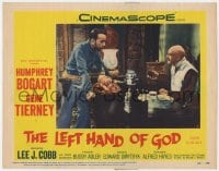 9b509 LEFT HAND OF GOD LC #3 1955 close up of Humphrey Bogart with bald Asian Lee J. Cobb!
