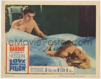 9b538 LOVE ON A PILLOW LC #5 1964 sexy Brigitte Bardot naked under covers with Robert Hossein!