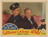 9b547 MAMA RUNS WILD LC 1937 cop Mary Boland in uniform glares at Ernest Truex with cigar, rare!