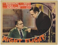 9b620 NIGHT FLIGHT LC 1933 close up of John Barrymore threatened by C. Henry Gordon, all-star cast!