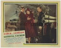 9b631 NOTHING SACRED LC R1944 Carole Lombard, Fredric March & John Qualen on fire engine!