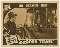9b644 OREGON TRAIL chapter 5 LC 1939 Johnny Mack Brown holds two guys in wagon at gunpoint!