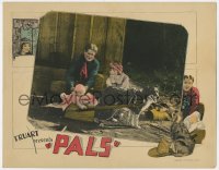 9b656 PALS LC 1925 Art Acord puts baby in wagon for Rex the Marvelous Dog to pull, ultra rare!