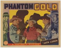 9b669 PHANTOM GOLD LC 1938 cowboy hero Jack Luden pointing guns Slim Whitaker and other bad guy!