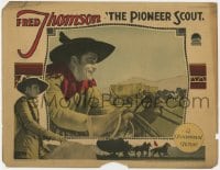 9b672 PIONEER SCOUT LC 1928 great close up of cowboy Fred Thompson driving covered wagon!