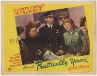 9b680 PRACTICALLY YOURS LC #2 1944 officer Fred MacMurray with pretty Claudette Colbert & cute dog!