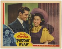 9b689 PUDDIN' HEAD LC 1941 c/u of Francis Lederer & Judy Canova smiling by radio microphone!