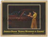 9b701 REBEL WITHOUT A CAUSE LC #8 1955 Natalie Wood wishes luck to James Dean in car at drag race!