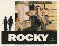 9b722 ROCKY LC #6 1977 Burgess Meredith trains Sylvester Stallone in gym, boxing classic!