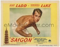 9b732 SAIGON LC #2 1948 best super close posed portrait of barechested Alan Ladd ready to fight!