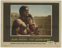 9b747 SEARCHERS LC #1 1956 John Ford classic, c/u of barechested Jeff Hunter & scared Natalie Wood!
