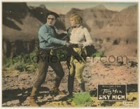9b785 SKY HIGH LC R1920s close up of Tom Mix handing rope to pretty Eva Novak in the desert!