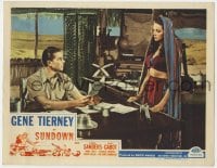 9b831 SUNDOWN LC #7 R1948 Bruce Cabot stares at sexy Gene Tierney with bare midriff!