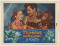 9b849 TARZAN'S HIDDEN JUNGLE LC #8 1955 c/u of Gordon Scott with pretty Vera Miles & chimpanzee!