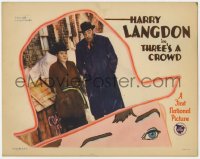 9b882 THREE'S A CROWD LC 1927 baby-faced Harry Langdon standing with man by coal bin, ultra rare!