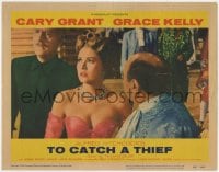 9b891 TO CATCH A THIEF LC #3 1955 close up of Grace Kelly with jewels & cool hair, Alfred Hitchcock