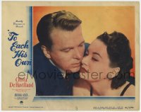 9b892 TO EACH HIS OWN LC #7 1946 best close up of Olivia De Havilland & John Lund about to kiss!