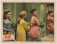 9b914 TWO WEEKS WITH LOVE LC #5 1950 Jane Powell helping Phyllis Kirk with her corset!