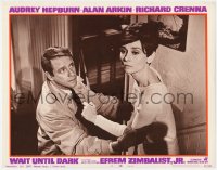 9b946 WAIT UNTIL DARK LC #6 1967 c/u of Richard Crenna helping blind Audrey Hepburn on stairs!