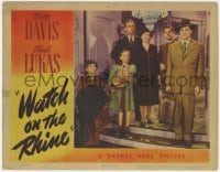 9b954 WATCH ON THE RHINE LC 1943 great image of Bette Davis, Paul Lukas & family on stairs!