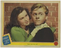9b991 YANK AT ETON LC 1942 close up of pretty girl asking Mickey Rooney if he likes her!