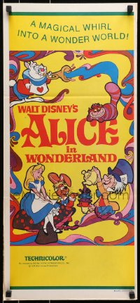9c532 ALICE IN WONDERLAND Aust daybill R1974 Walt Disney Lewis Carroll classic, psychedelic art!