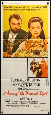 9c540 ANNE OF THE THOUSAND DAYS Aust daybill 1970 c/u of King Richard Burton & Genevieve Bujold!
