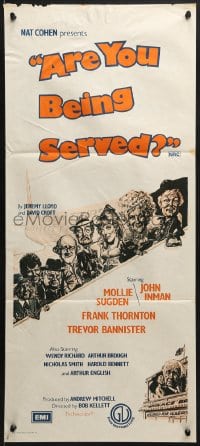 9c544 ARE YOU BEING SERVED Aust daybill 1977 Wendy Richard, Langford art from classic English TV!