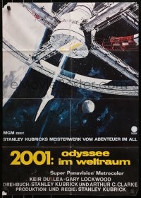 9c281 2001: A SPACE ODYSSEY German 1968 Stanley Kubrick, art of space wheel by Bob McCall!