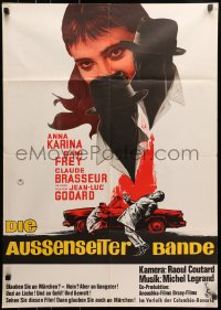 9c287 BAND OF OUTSIDERS German 1965 Jean-Luc Godard's Bande a Part, Anna Karina, Claude Brasseur!