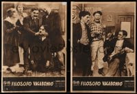 9c023 IN THE PARK 2 Italian LCs R1947 different images of Tramp Charlie Chaplin & Edna Purviance!